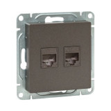 Механизм розетки RJ45 - 2шт, (cat5), мокко Эпика EKF