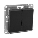 Механизм выключателя, двухклавишный, чёрный Эпика EKF
